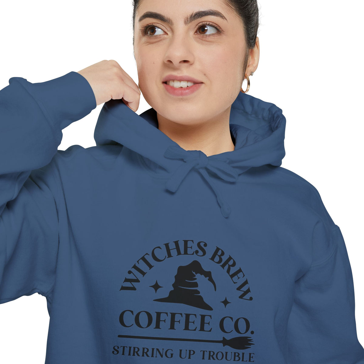 Witches Brew Coffee Co. Hoodie — "Stirring Up Trouble" Halloween Sweatshirt
