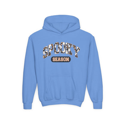Spooky Season Youth Hoodie — Leopard Print "Spooky Season" Fall Sweatshirt