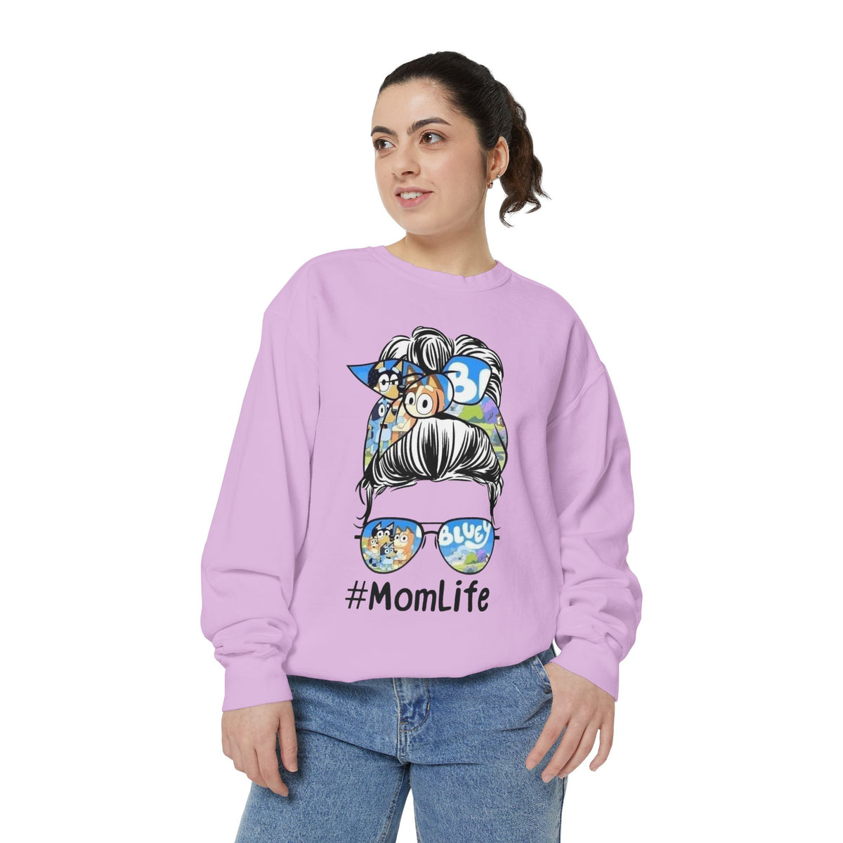 #MomLife Messy Bun Graphic Sweatshirt