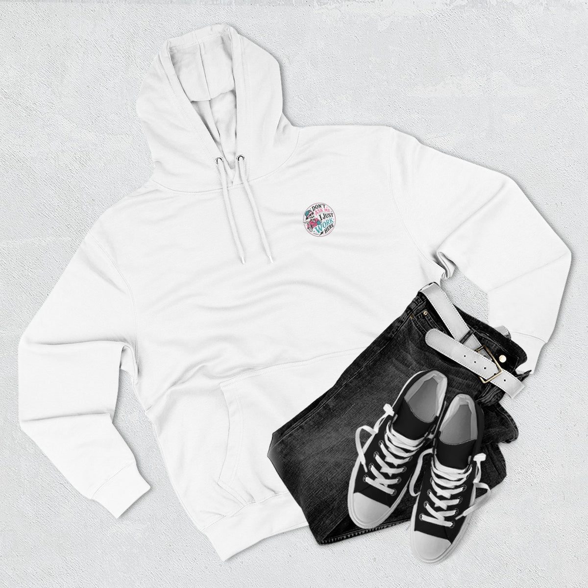Don't Ask Me, I Just Work Here Retro Skull Workwear Pullover