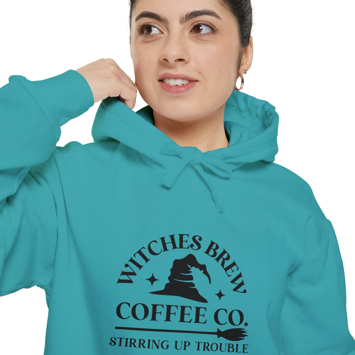 Witches Brew Coffee Co. Hoodie — "Stirring Up Trouble" Halloween Sweatshirt