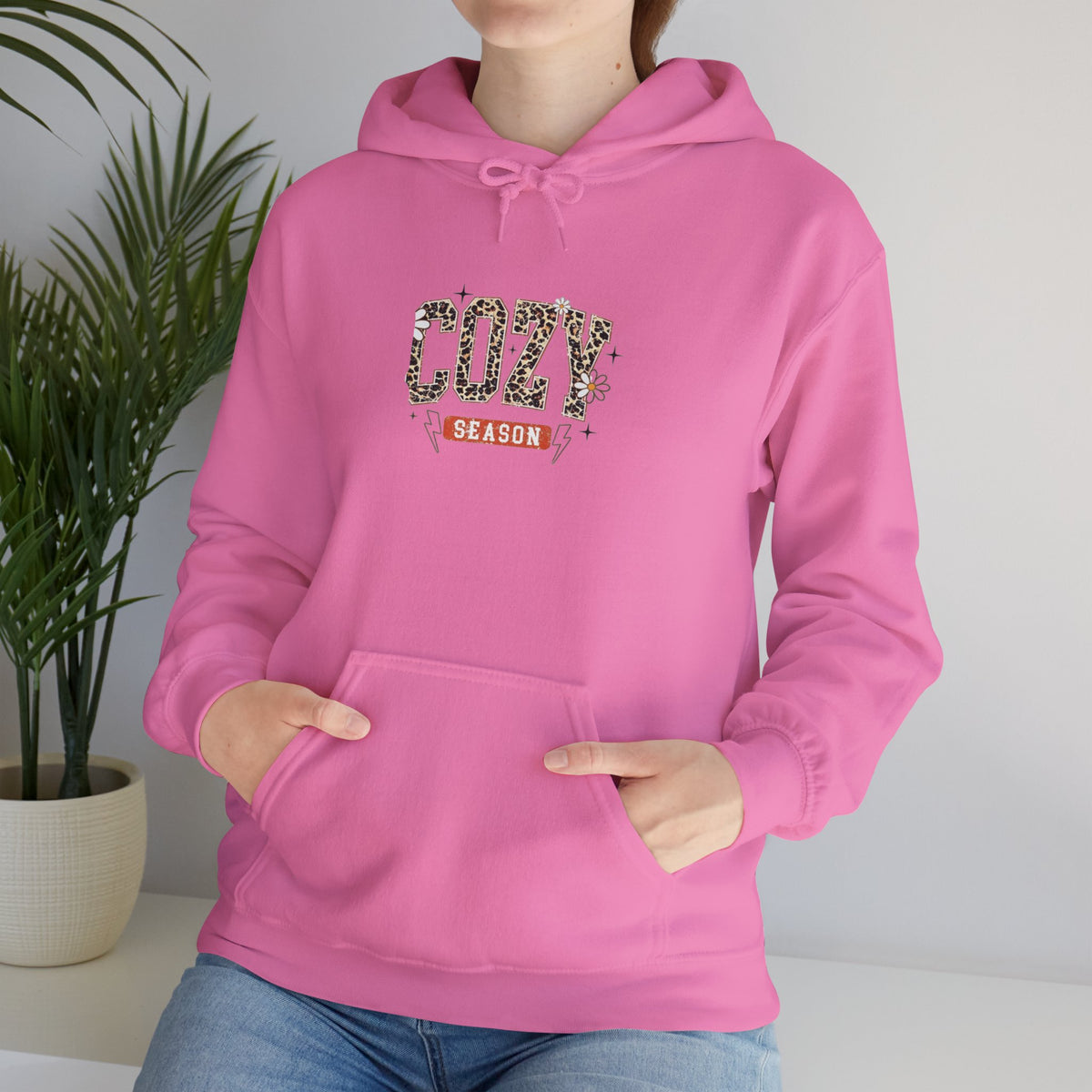 Cozy Season Hoodie — Leopard Script "Cozy" Fall Sweatshirt
