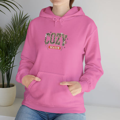 Cozy Season Hoodie — Leopard Script "Cozy" Fall Sweatshirt