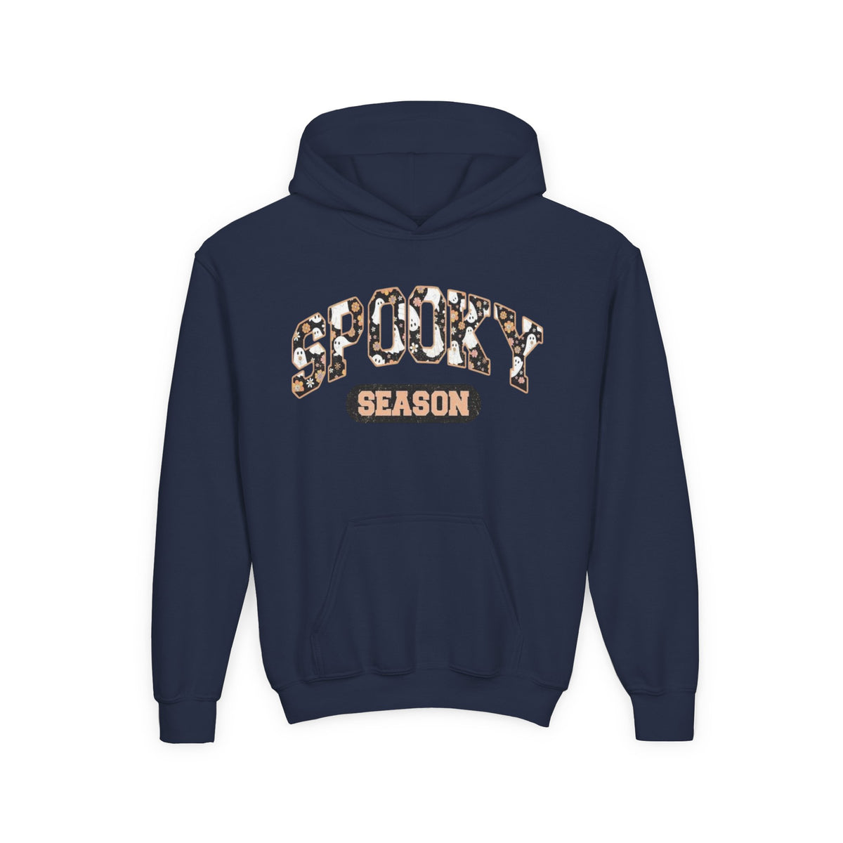 Spooky Season Youth Hoodie — Leopard Print "Spooky Season" Fall Sweatshirt
