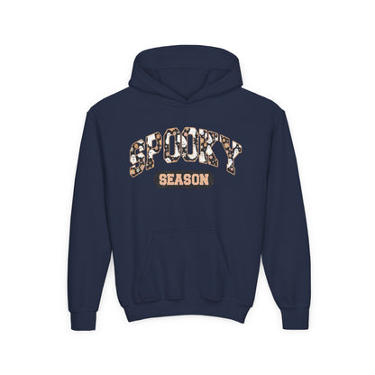 Spooky Season Youth Hoodie — Leopard Print "Spooky Season" Fall Sweatshirt