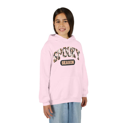 Spooky Season Youth Hoodie — Leopard Print "Spooky Season" Fall Sweatshirt