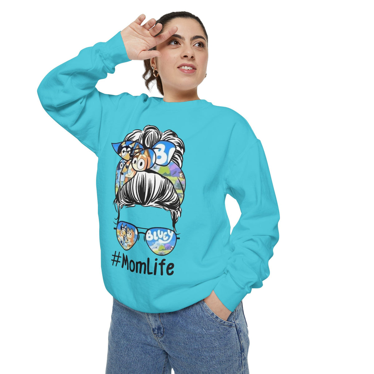 #MomLife Messy Bun Graphic Sweatshirt