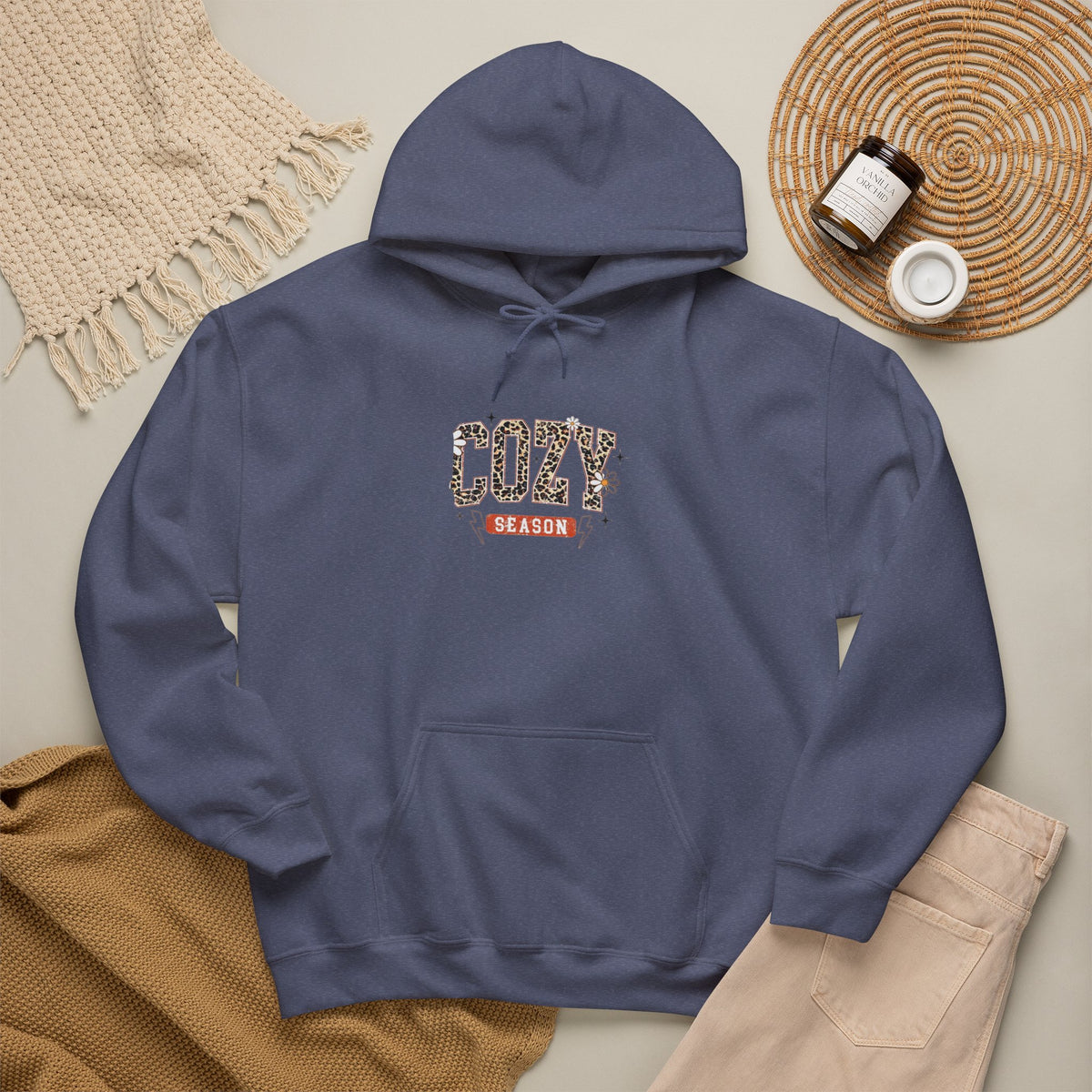 Cozy Season Hoodie — Leopard Script "Cozy" Fall Sweatshirt