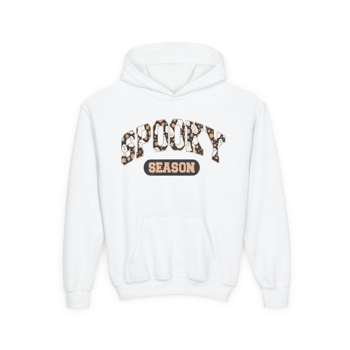 Spooky Season Youth Hoodie — Leopard Print "Spooky Season" Fall Sweatshirt