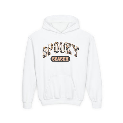 Spooky Season Youth Hoodie — Leopard Print "Spooky Season" Fall Sweatshirt