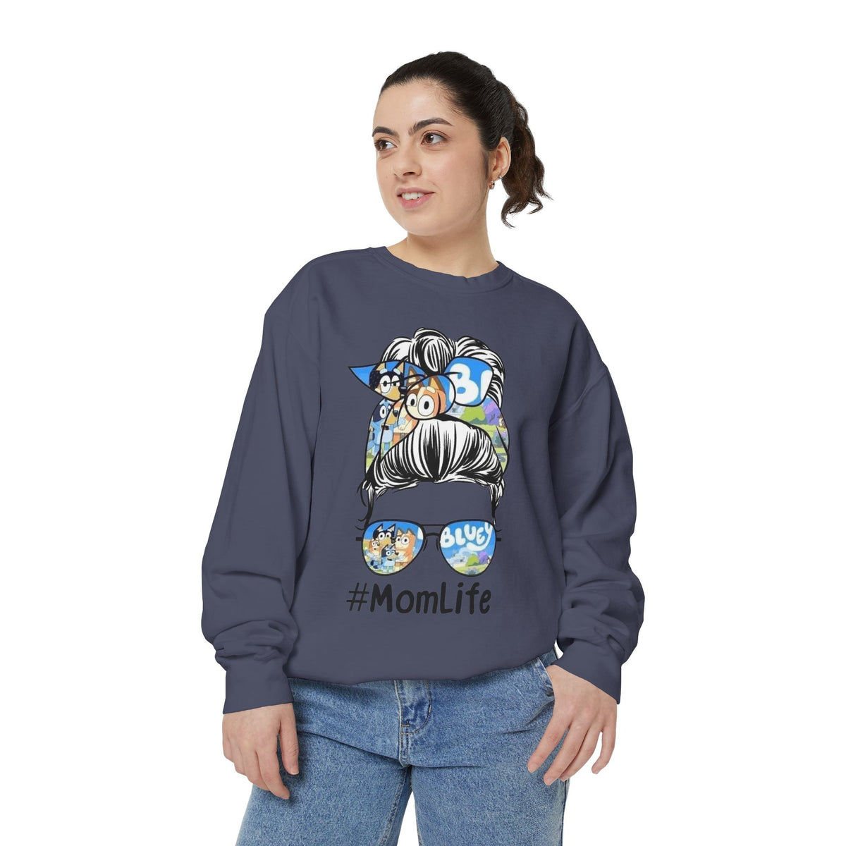 #MomLife Messy Bun Graphic Sweatshirt