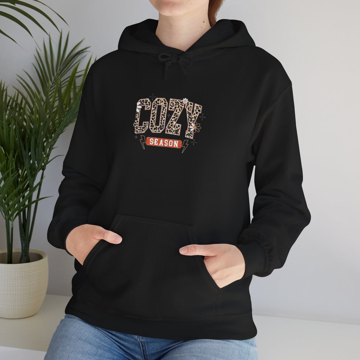 Cozy Season Hoodie — Leopard Script "Cozy" Fall Sweatshirt