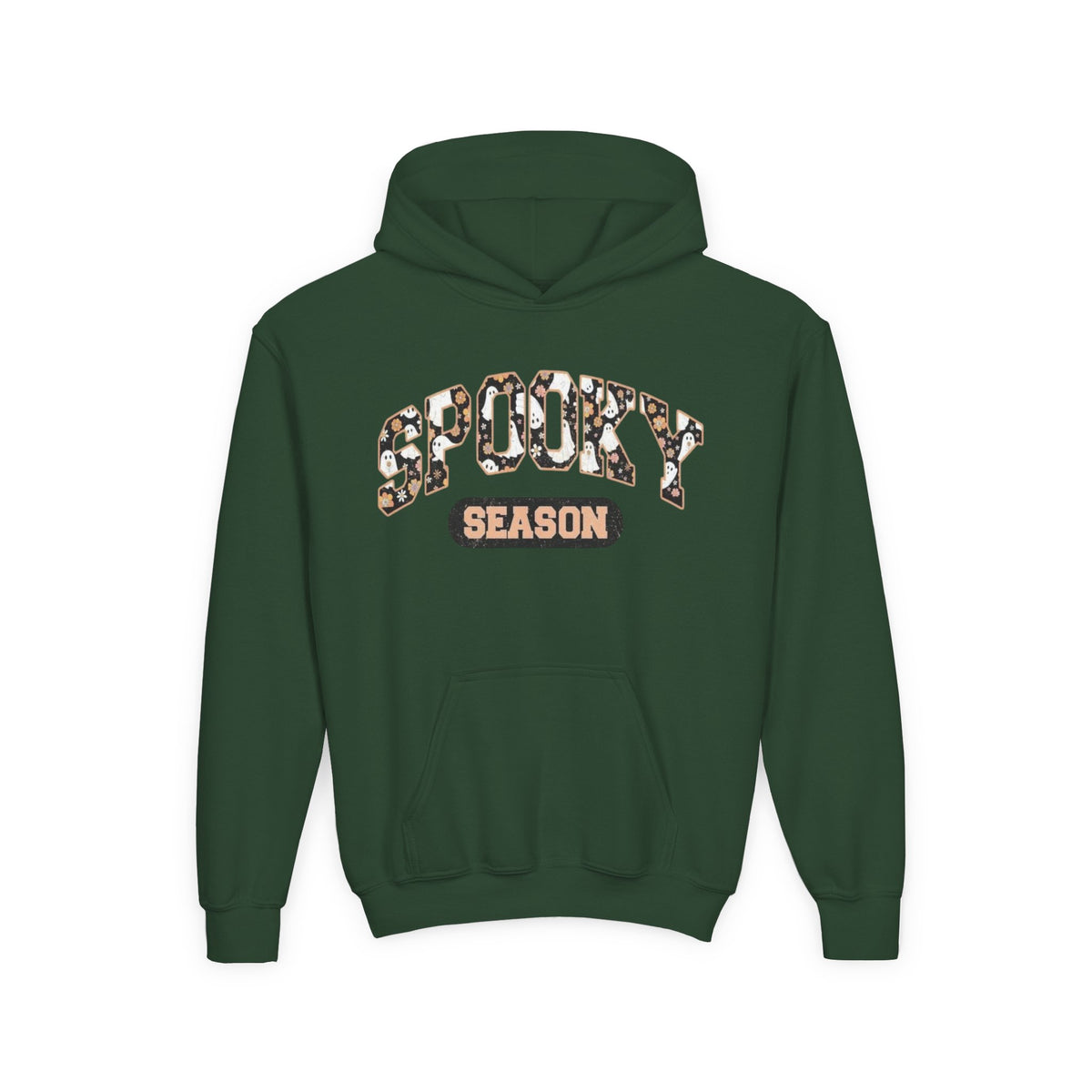 Spooky Season Youth Hoodie — Leopard Print "Spooky Season" Fall Sweatshirt