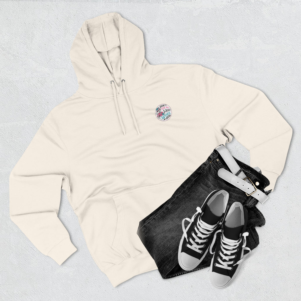 Don't Ask Me, I Just Work Here Retro Skull Workwear Pullover