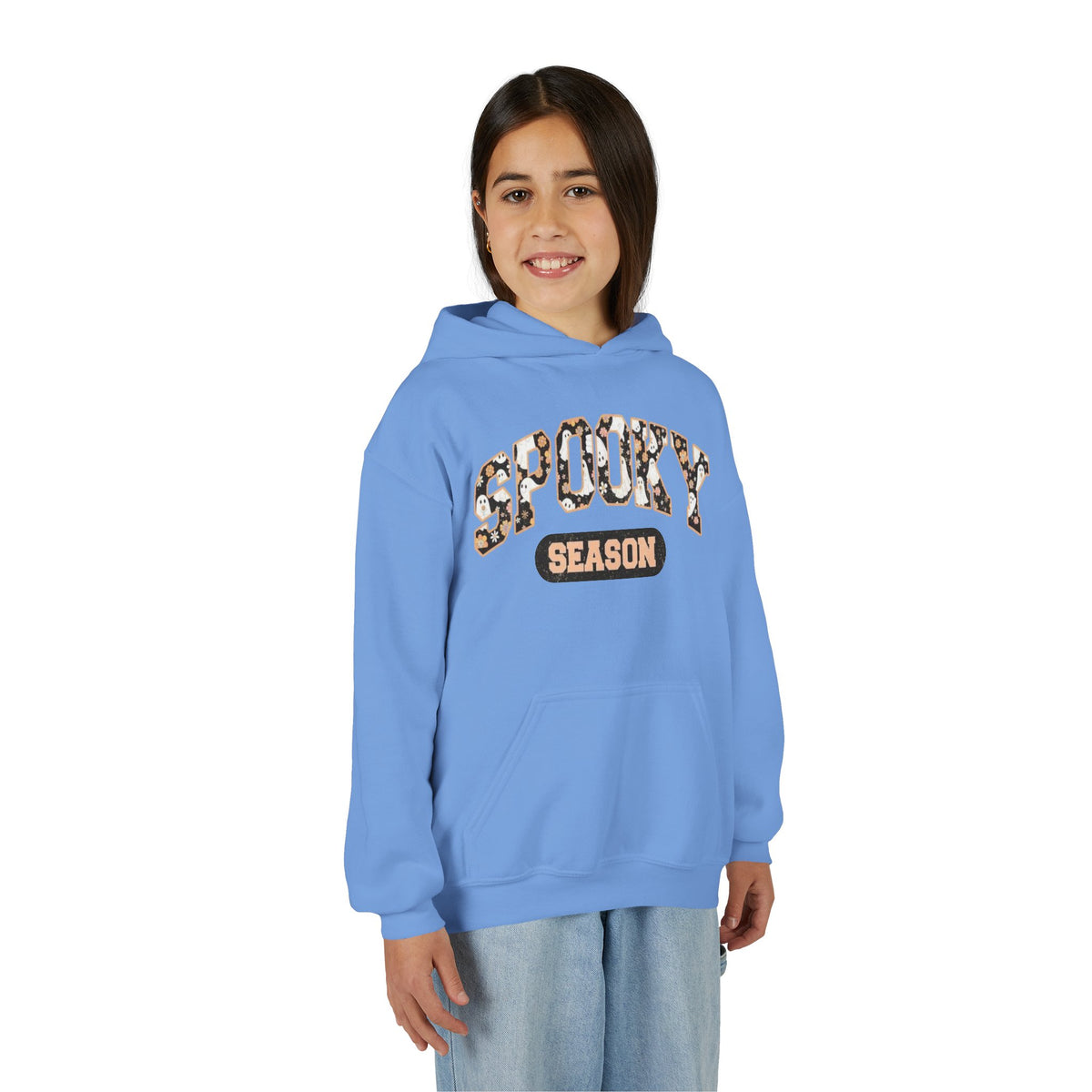 Spooky Season Youth Hoodie — Leopard Print "Spooky Season" Fall Sweatshirt