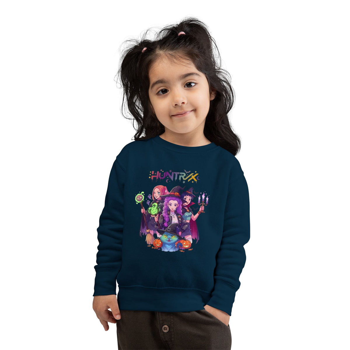 Cute Witch Sisters Halloween Crewneck - Toddler Sweatshirt
