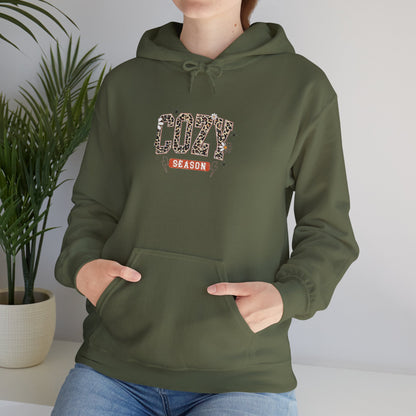 Cozy Season Hoodie — Leopard Script "Cozy" Fall Sweatshirt