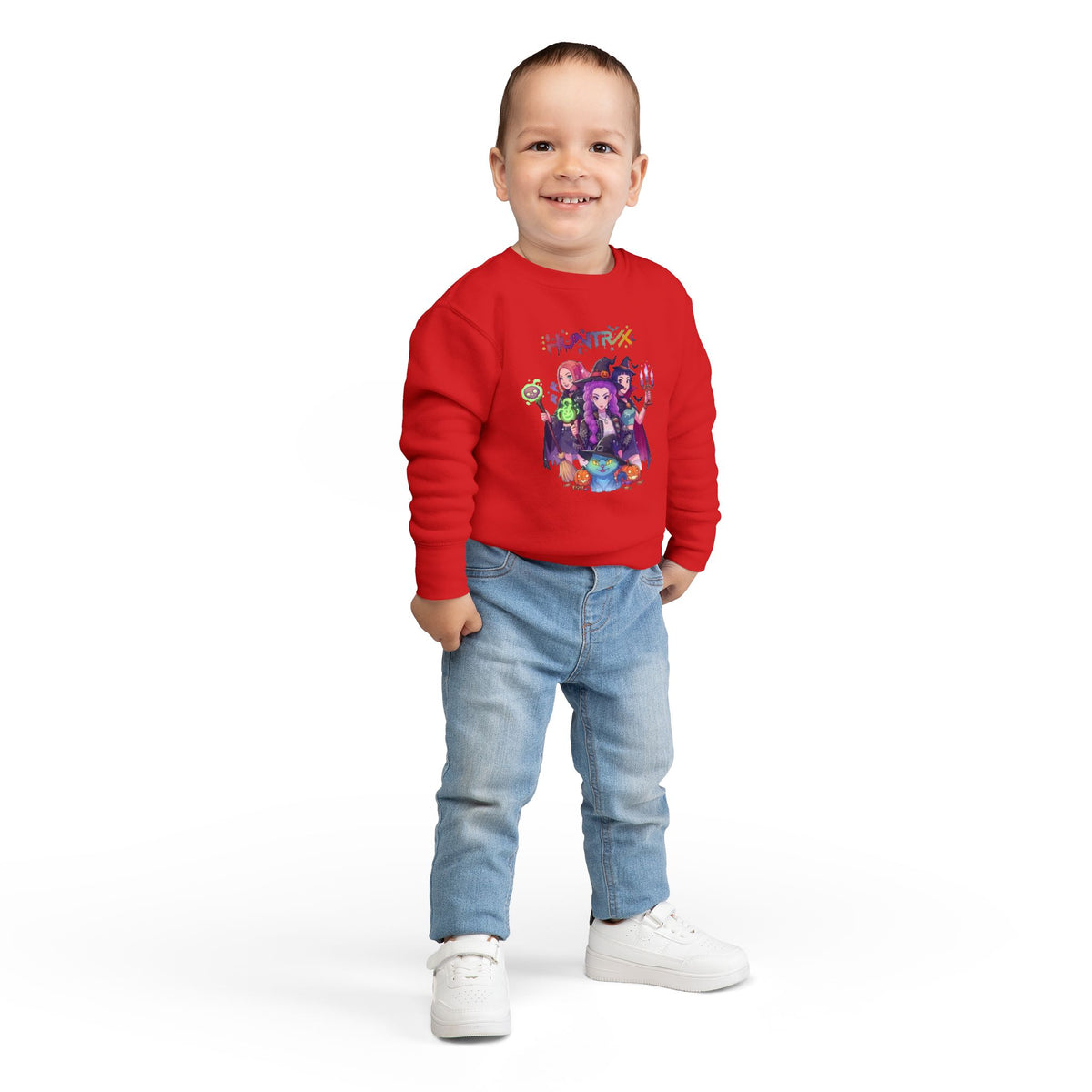 Cute Witch Sisters Halloween Crewneck - Toddler Sweatshirt