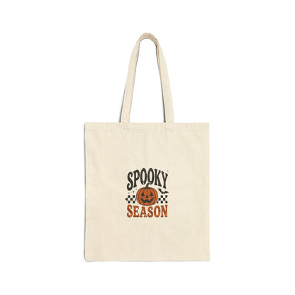 Spooky Season Canvas Tote Bag — Halloween Pumpkin Trick-or-Treat Shopper