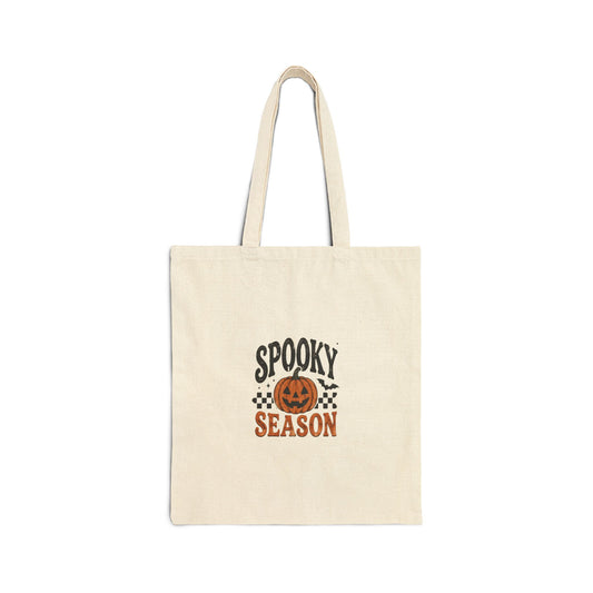 Spooky Season Canvas Tote Bag — Halloween Pumpkin Trick-or-Treat Shopper