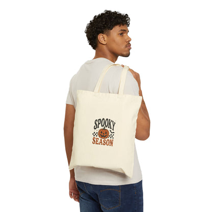 Spooky Season Canvas Tote Bag — Halloween Pumpkin Trick-or-Treat Shopper