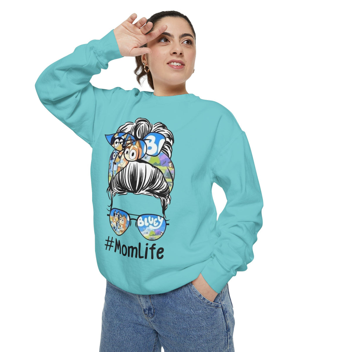 #MomLife Messy Bun Graphic Sweatshirt
