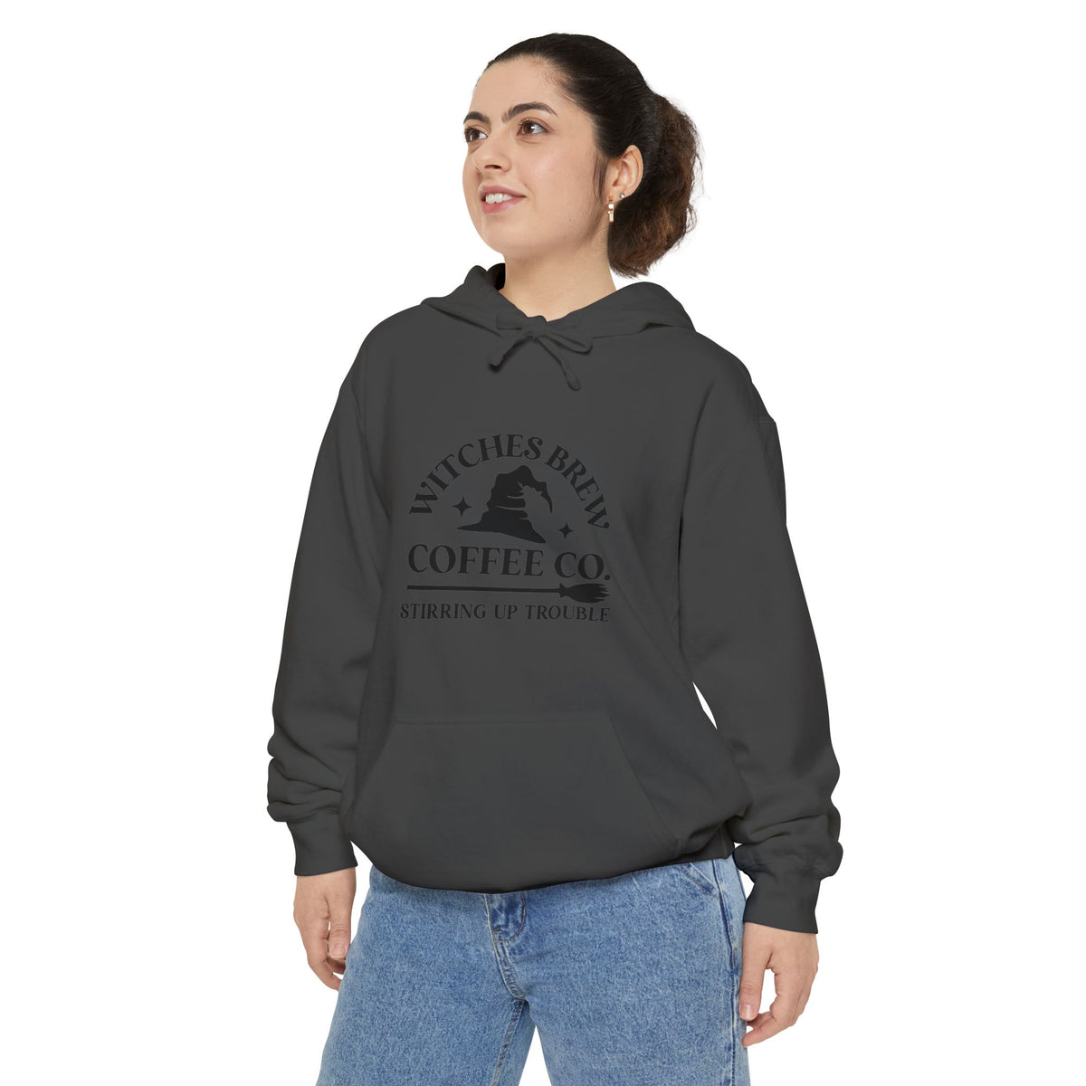 Witches Brew Coffee Co. Hoodie — "Stirring Up Trouble" Halloween Sweatshirt