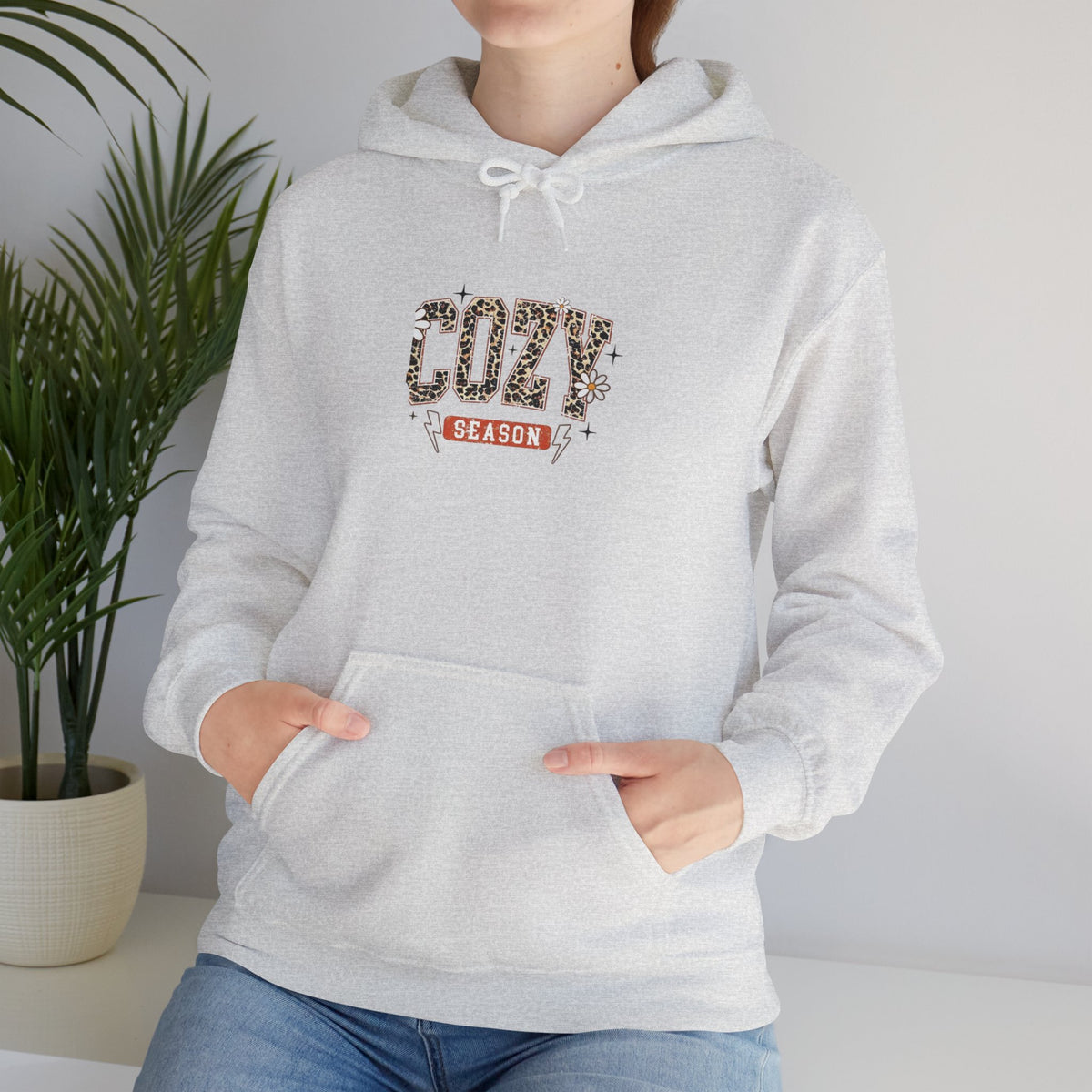 Cozy Season Hoodie — Leopard Script "Cozy" Fall Sweatshirt
