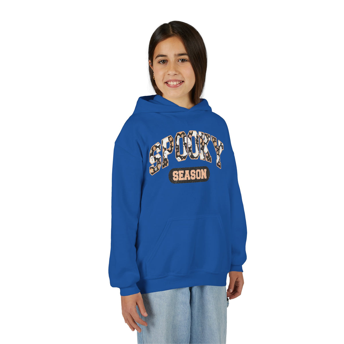 Spooky Season Youth Hoodie — Leopard Print "Spooky Season" Fall Sweatshirt