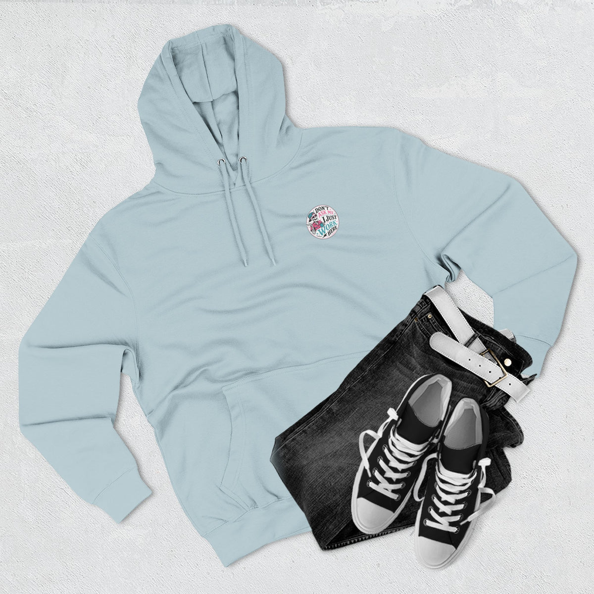 Don't Ask Me, I Just Work Here Retro Skull Workwear Pullover