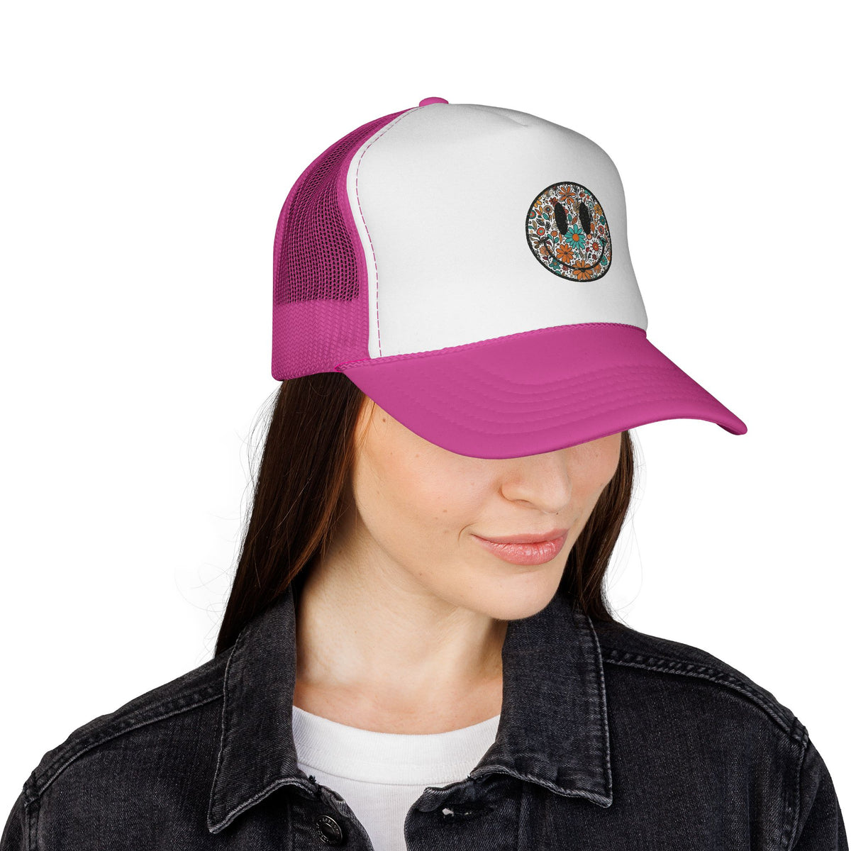 Floral Cactus Patch Trucker Cap | Southwestern Desert Flower Design