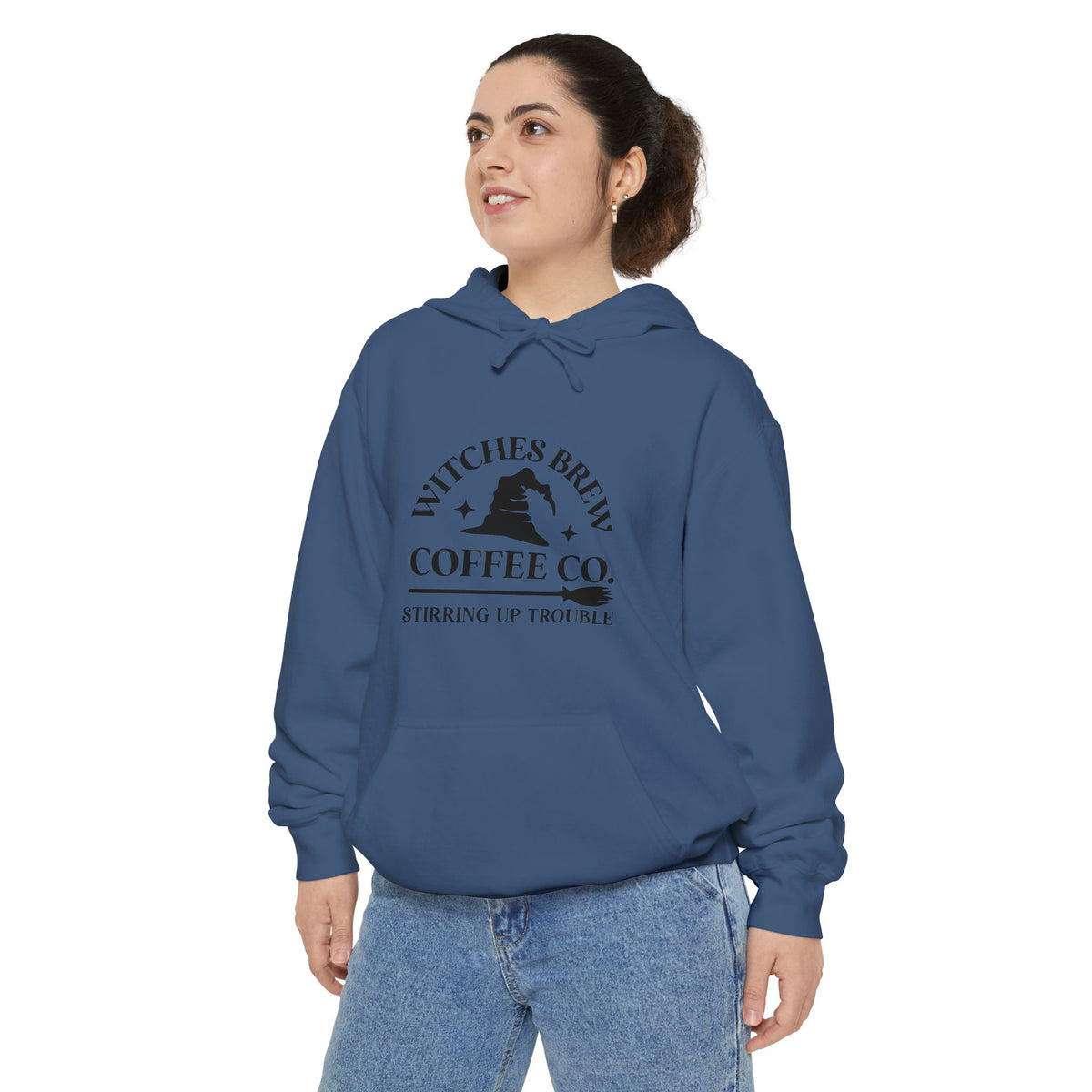 Witches Brew Coffee Co. Hoodie — "Stirring Up Trouble" Halloween Sweatshirt