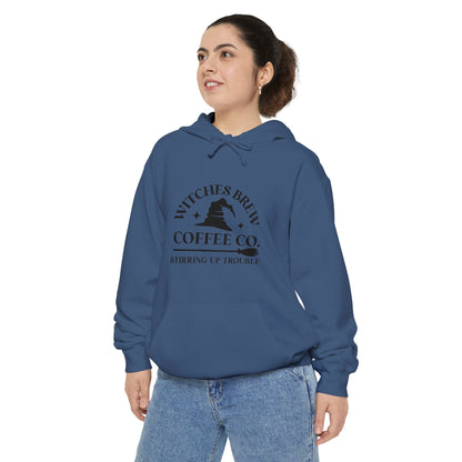 Witches Brew Coffee Co. Hoodie — "Stirring Up Trouble" Halloween Sweatshirt