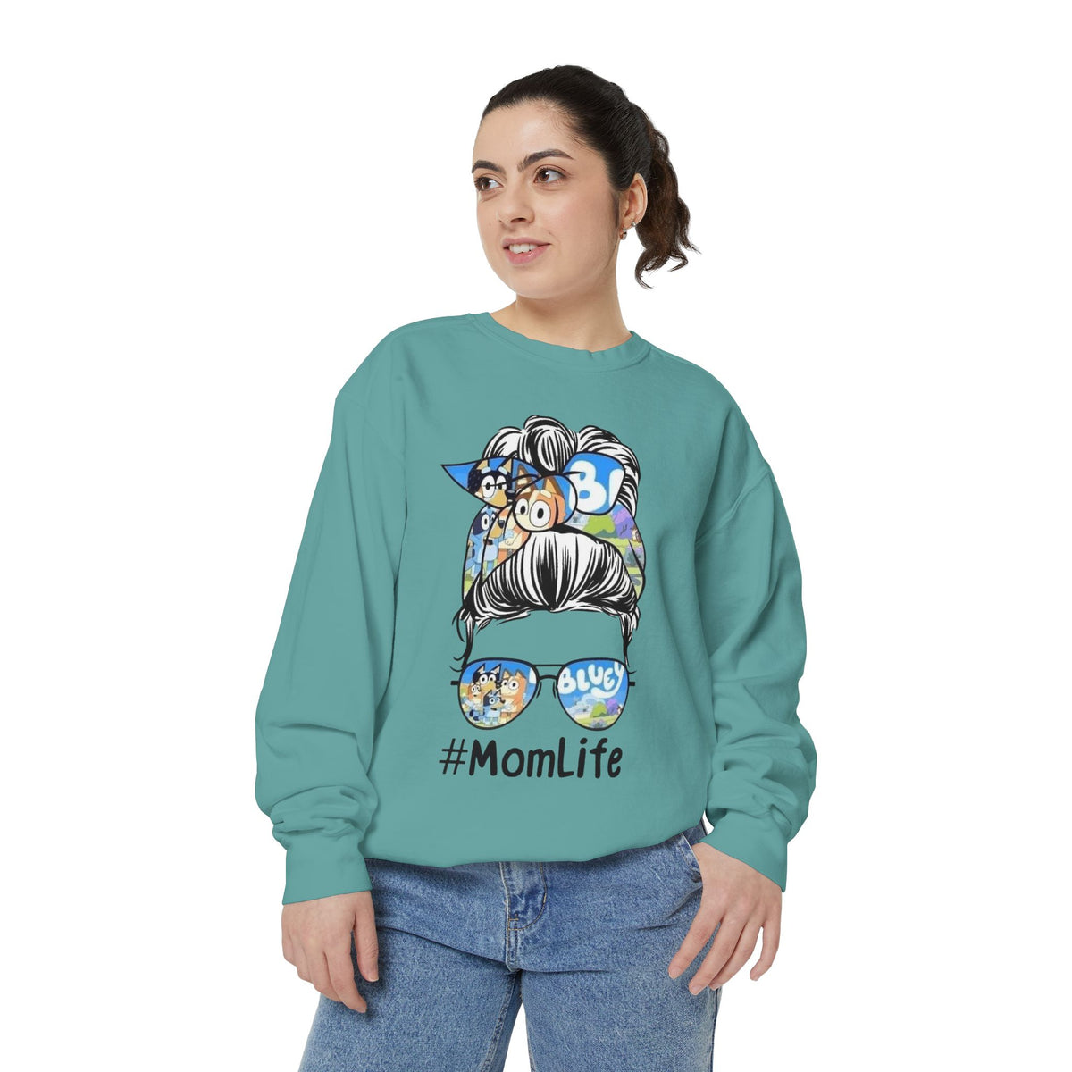 #MomLife Messy Bun Graphic Sweatshirt